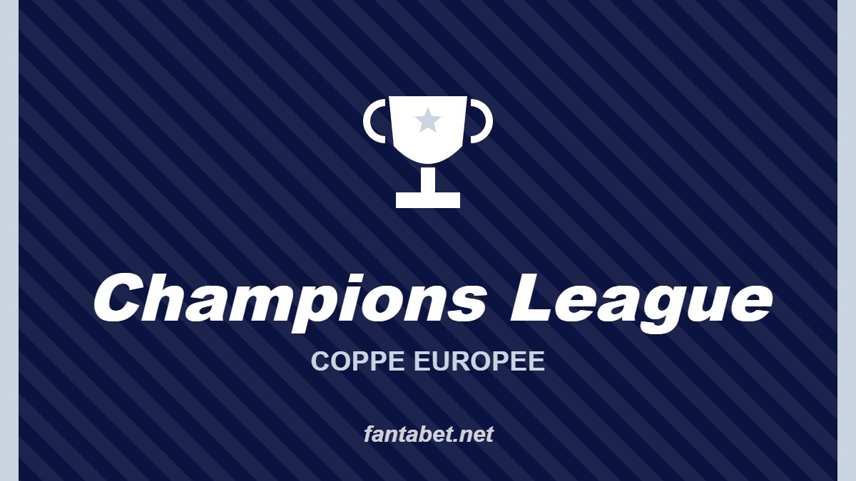 Champions League – Coppe europee: grafica fantabet.net con coppa su sfondo blu notte