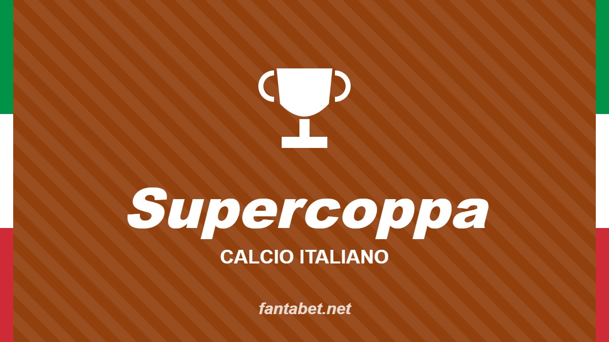 Supercoppa – Calcio italiano: grafica fantabet.net con coppa su sfondo arancione scuro